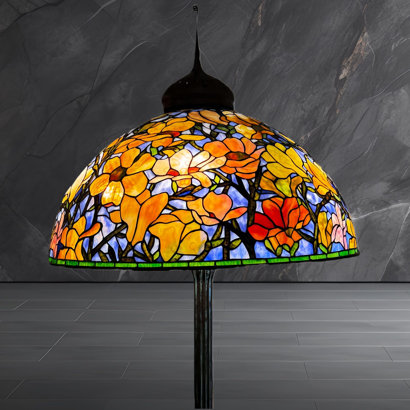 Rare Tiffany Style Tulip Floor Lamp