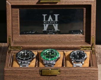 Personalized Watch Storage Box with Drawer for Sunglasses Ring and Trinket,Groomsmen Gift,Wedding Party Gift-Engraved,Customized,Monogrammed