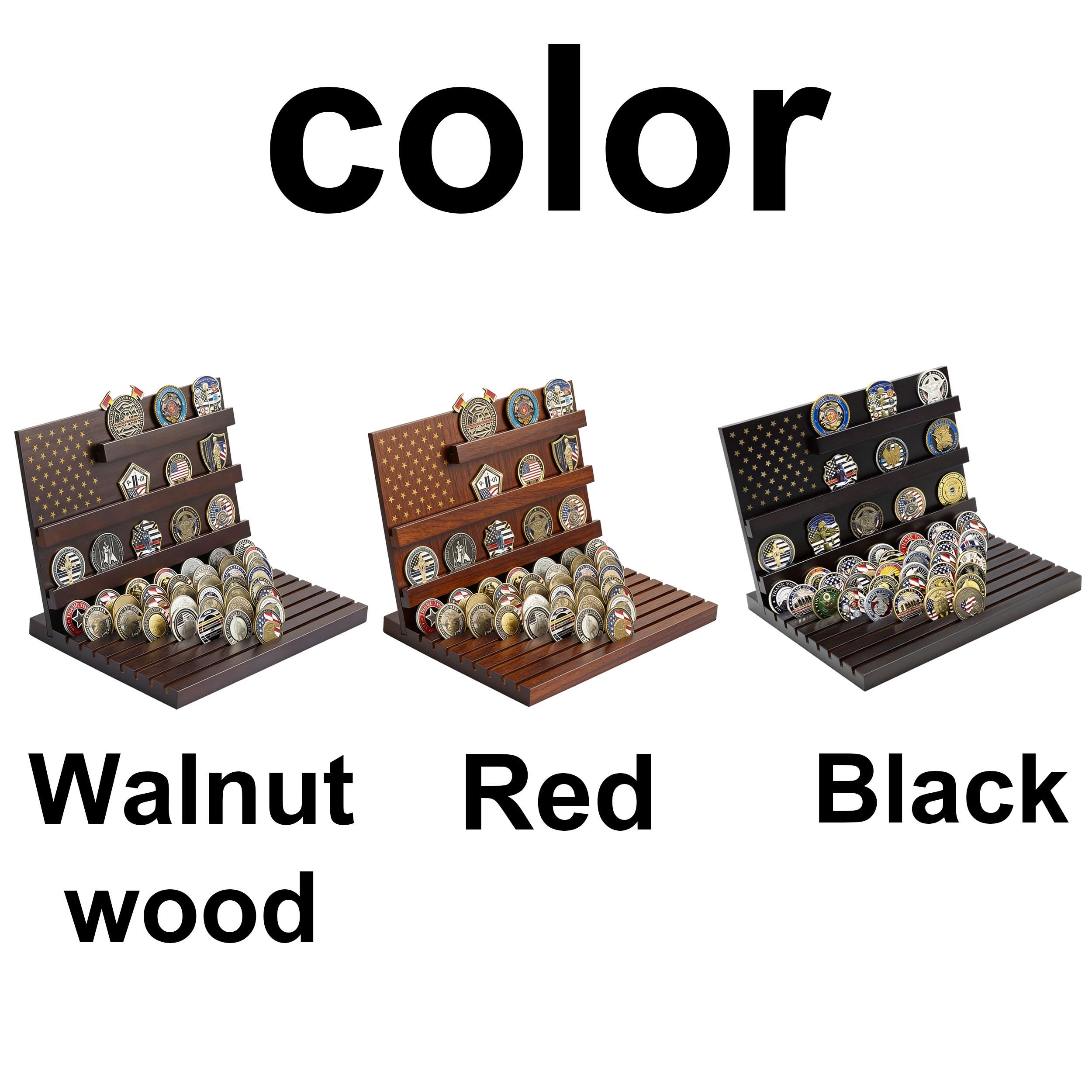 Challenge Coin Display Stand – Wooden Military Coin Holder Rack for 80 ...