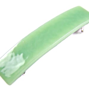 Tiffany Glass Barrette - 2.5" 65mm - Mint GREEN Pale Bright Pastel Plain Simple Basic One Color Solid Stained Glass Small Hair Clip Slide