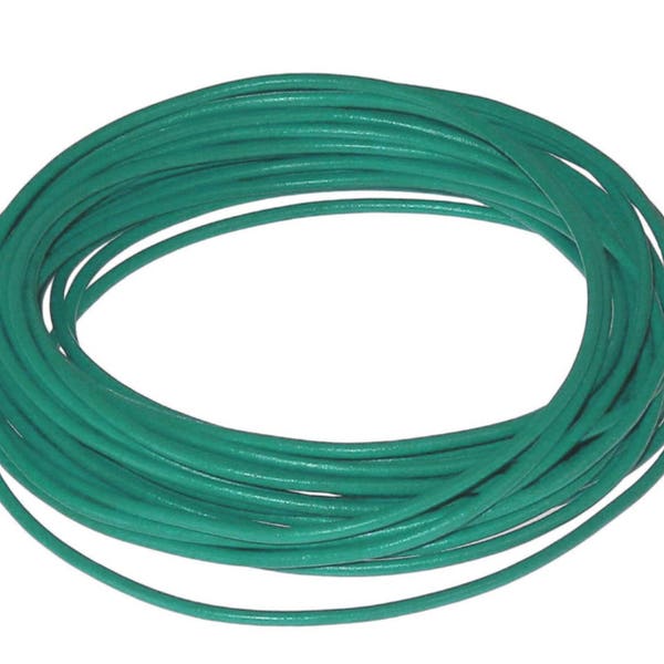 Cord - 25"  - Green Emerald Jade Verdigris Leather - 2mm - Cord for Necklace String Findings or Crafts DIY