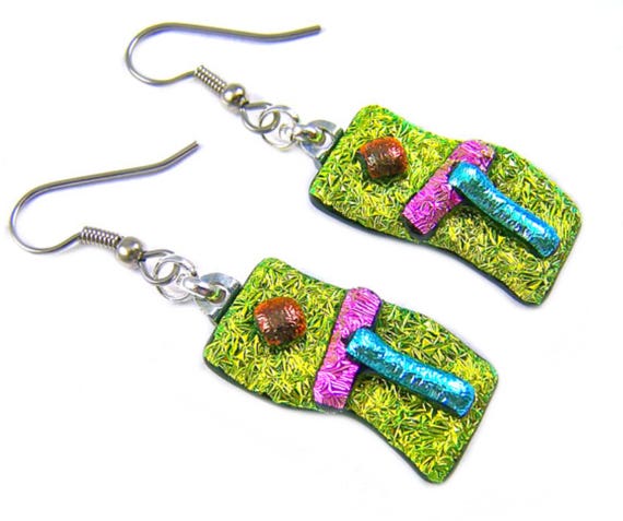 Rockin Rust Fused Glass Earring Cabochons/Dichroic Glass/Earring Sets