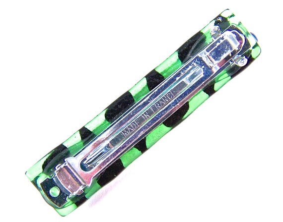 Stained GLASS Hair BARRETTE Pink Green Swirls Striped 2.5" 65mm Small Clip Stained GLASS Hair BARRETTE Pink Green Swirls Striped 2.5" 65mm Small Clip