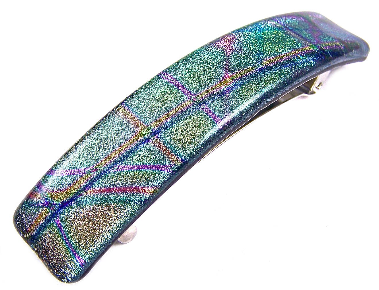 Dichroic Barrette Glass Green Gold Aqua Blue Pink Purple Tie Etsy