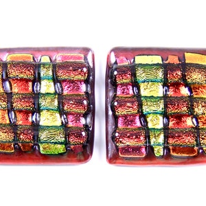 Dichroic Glass Knob Drawer Pull Handle Kitchen Bath - Chunky Stripes Gold Copper Orange Rust Red Coral Flame Fused Stained Glass Custom Made