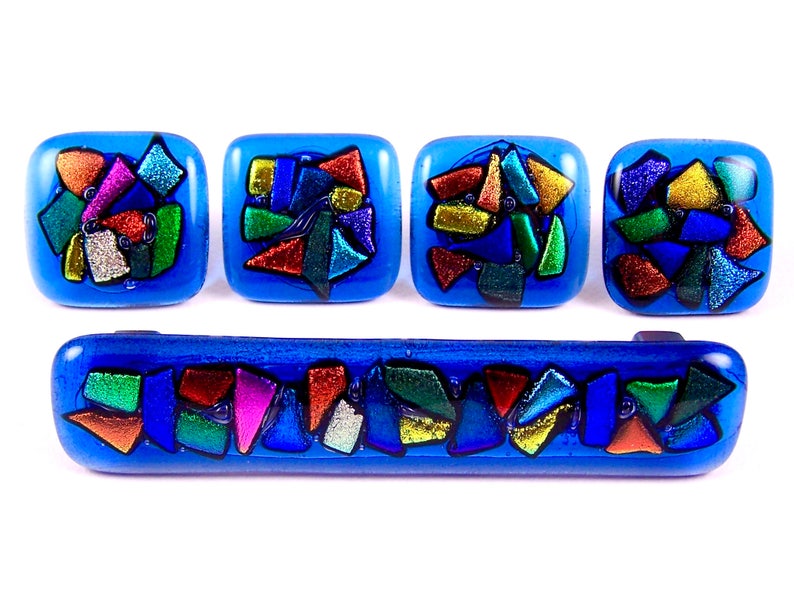 Dichroic Glass Knob Abstract Mosaic Stained Glass Etsy