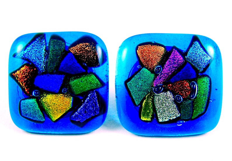 Dichroic Glass Knob Abstract Mosaic Stained Glass Etsy