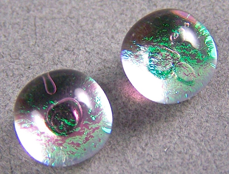 Jolie Gold Stud Dichroic Glass Earrings