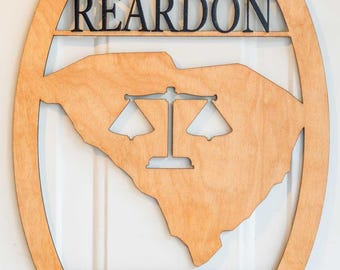 Personalized Law Office Sign | Wood Attorney Nameplate