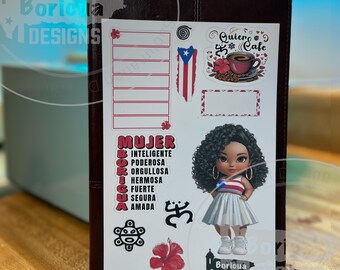 Mujer Boricua Sticker Sheet – 4.5” x 7.5” Planner Stickers
