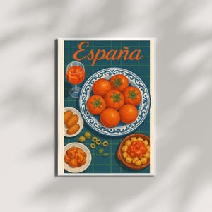 Vintage Spain Food Poster: Mediterranean Kitchen Wall Art (Digital Download JPG, 300 DPI)