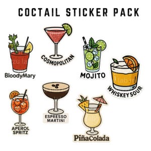 Cocktail Sticker: Sommer Drink Clipart - Mojito, Aperol Spritz (PNG Digital Download)