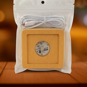 3D Laser Carved Crystal Ball Night Light: LED Wood Base Lamp