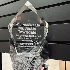 Iceberg Crystal Award – Personalized Glass Trophy – Custom Engraved Recognition Plaque – Corporate Gift