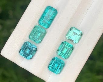 Natural Afghan Tourmaline Lot in Emerald Cut for Jewelry Making which is Bluish-Green Untreated
