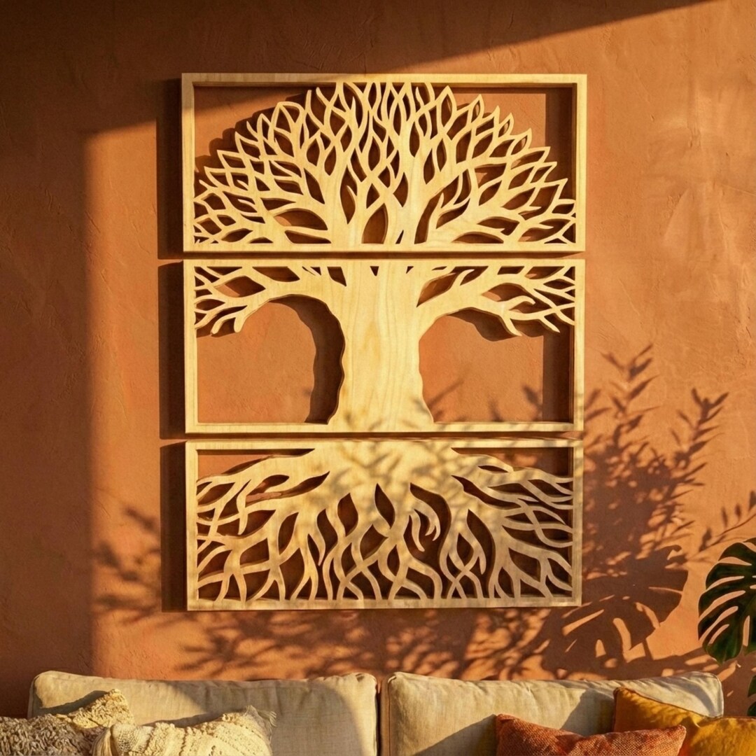 Tree of Life Wood Wall Art | Baltic Birch, 3 Piece Set - Etsy