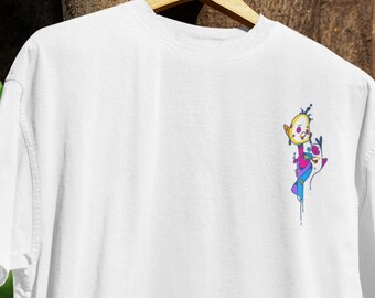 Camiseta con estampado abstracto: Top colorido para festivales de streetwear