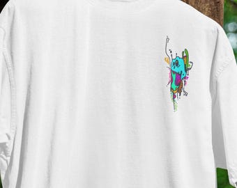 Camiseta de gato con grafiti psicodélico: camiseta gráfica de arte callejero alucinante