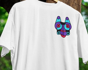 Camiseta con cara geométrica de animal / Diseño colorido de perro pop art / Camiseta gráfica minimalista moderna