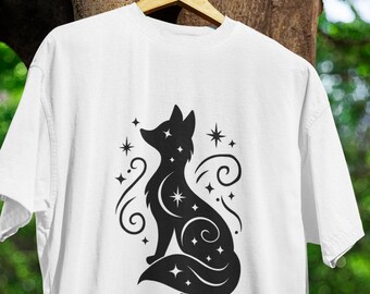 Kosmisches Fuchs-T-Shirt: Mystisches Himmlisches Grafik-T-Shirt