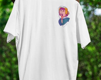 Retrato femenino futurista: ilustración minimalista de arte pop