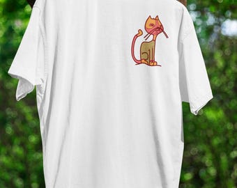 Camiseta de gato de dibujos animados peculiar: camiseta con gráfico felino retro hipster