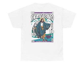 Camiseta unisex de algodón grueso Skateboard Jesus