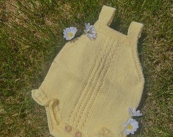 Handmade lemon-yellow baby romper