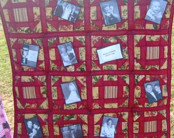 UNIQUE GIFT Photo Memory Quilt Wall Hanging 95"x105" queen size quilt. Free shipping. Order one today.