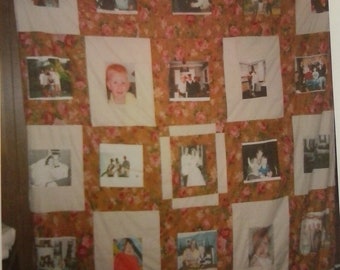 UNIQUE Photo Memory Quilt Wall Hanging 75"x85" twin size quilt