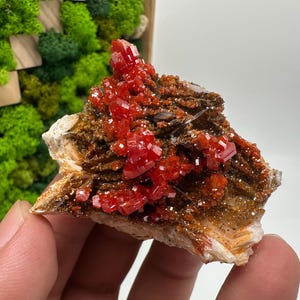 Roter Cr. Vanadinit auf Baryt aus Marokko,Vanadinit Kristall,Haufen,Haufen,Geologie,Haufen,Haufen,Cluster,rot Cr