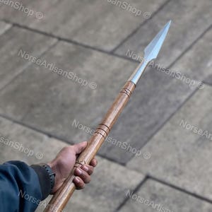 Hand-Forged D2 Steel Spartan Spear: 36&quot; Decorative Display Piece