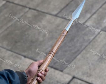 Hand-Forged D2 Steel Spartan Spear: 36" Decorative Display Piece