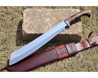 Hand-Forged Parang Machete | 16 Inch Jungle Knife | Leaf Spring Steel | Rosewood Handle | Handmade Outdoor Gift with Sheath