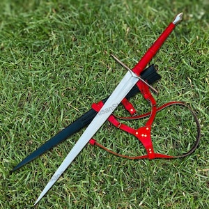 Handgeschmiedetes, vom Mittelalter inspiriertes Langschwert – dekorative 90 cm Klinge aus Stahl mit Lederscheide | Geschenk für Ihn | Wikinger Schwerter |
