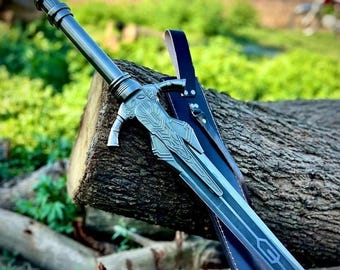Dark Souls Artorias Sword | Handmade Fantasy Greatsword with Leather Scabbard | Gamer Gift, Cosplay & Display Collectible