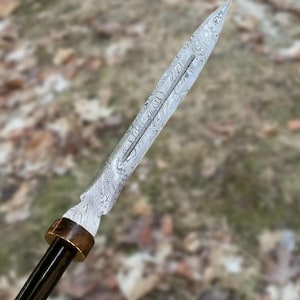 Hand-Forged Damascus Steel Decorative Spear: Medieval Viking Style