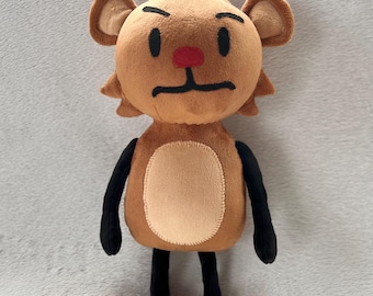 Cute Teddy Character Plush, Inspired Cartoon Bear Plushie, Handmade Stuffed Animal Toy, Soft Minky Doll Gift for Fans, Cute Character Toy