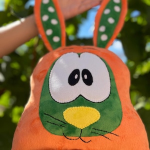 Soft Bunny Pillow Toy . Orange Plush Animal Cushion . Handmade Gift for Kids . Cute Nursery Decor . Easter Bunny Plush.