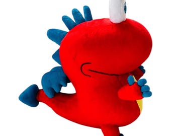Handmade Red Dragon Plush Toy, Soft Fantasy Stuffed Animal, Kawaii Decor