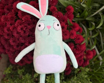 Handmade Pastel Bunny Plush | Kawaii Stuffed Rabbit Toy
