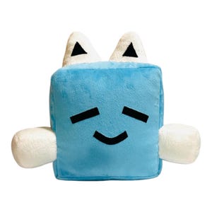 Blue Cube Plush Toy, Kawaii Plushie, Soft Stuffed Cube, Gamer Gift, Cute Handmade Plush, Minimalist Toy, Kids Room Decor