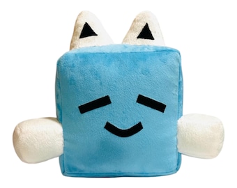 Blue Cube Plush Toy, Kawaii Plushie, Soft Stuffed Cube, Gamer Gift, Cute Handmade Plush, Minimalist Toy, Kids Room Decor