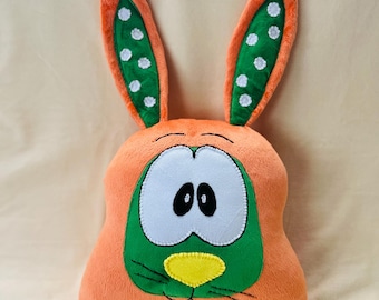Orange Bunny Plush Pillow | Rabbit Cushion for Kids Room Decor (25 cm)