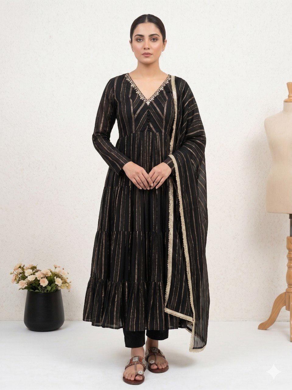slim fit dress slacks Black and Gold Drape Dress main image 1