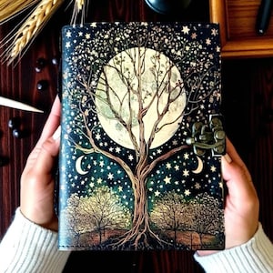 Two Tree Leather Journal, Lockable Diary with Key, UV Printed Cover