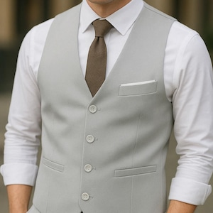 Vest For Men - Partywear Vest - Formal Gray Vest - Vest For Groom - Men Formal Vest - Traditonal Wedding Wear - Gift For Groom - Men Vest