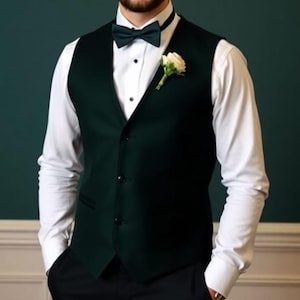 Waistcoat For Men- Wedding Gift For Groom Green Waistcoat - Formal Vest Men - Groomsman Vest - Party Wear Vest- Engagement Day Wear Vest