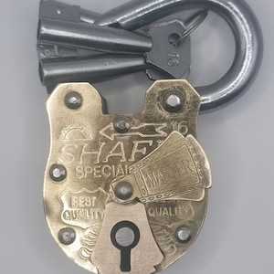 Handmade Vintage Brass Padlock: Antique Style Lock with Key