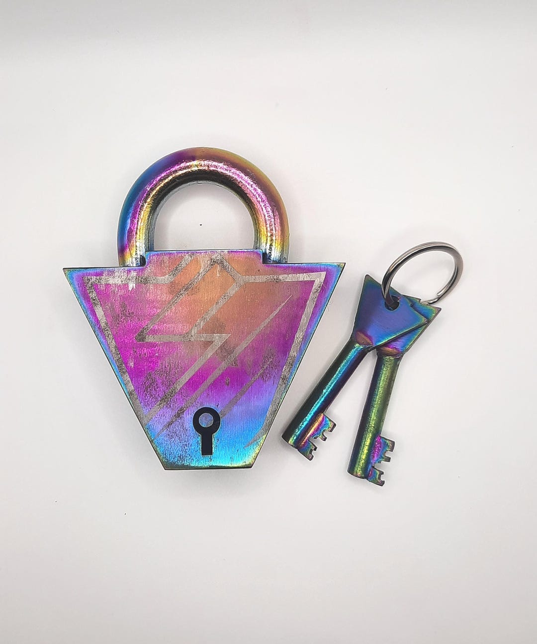 Rainbow Vintage Lightning Padlock – Handmade Prism-finish Lock With ...